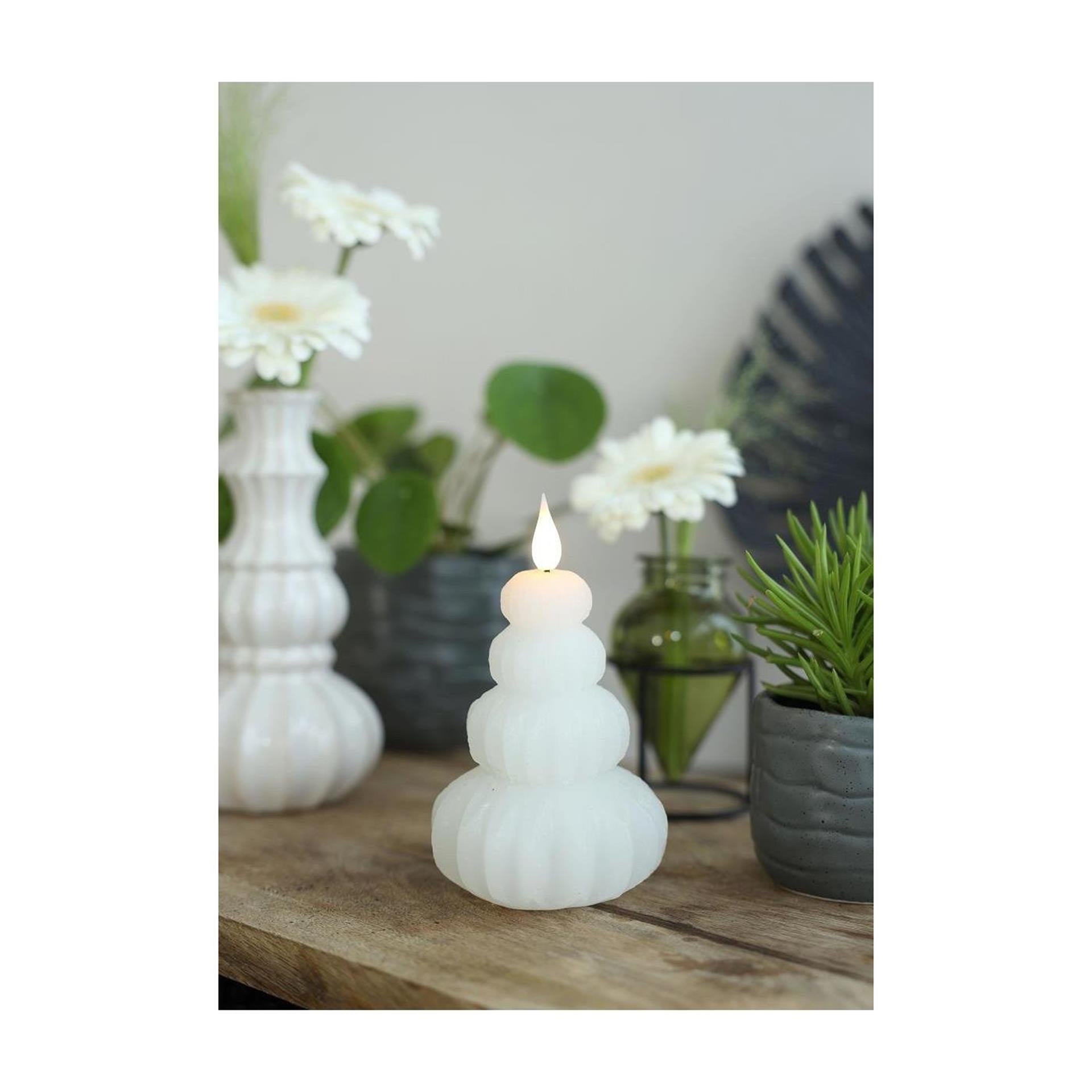 Idées 4 saisons LED bougie cire arbre blanc ø6,9xh12cm