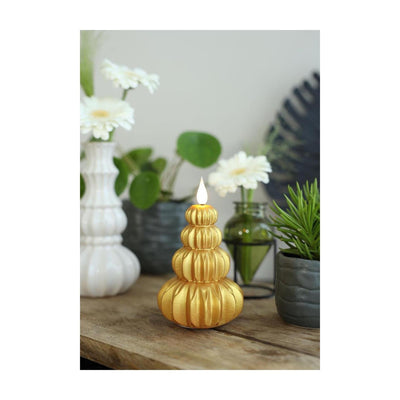 Idées 4 saisons bougie led arbre cire or ø6,9xh12cm