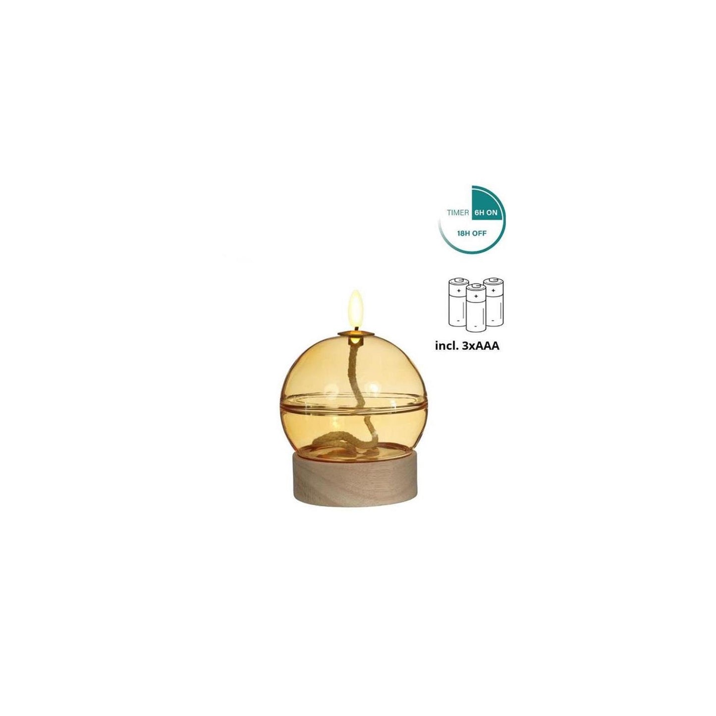 Lampe à huile LED Idées 4 saisons ocre avec minuteur ø10xh13,5cm