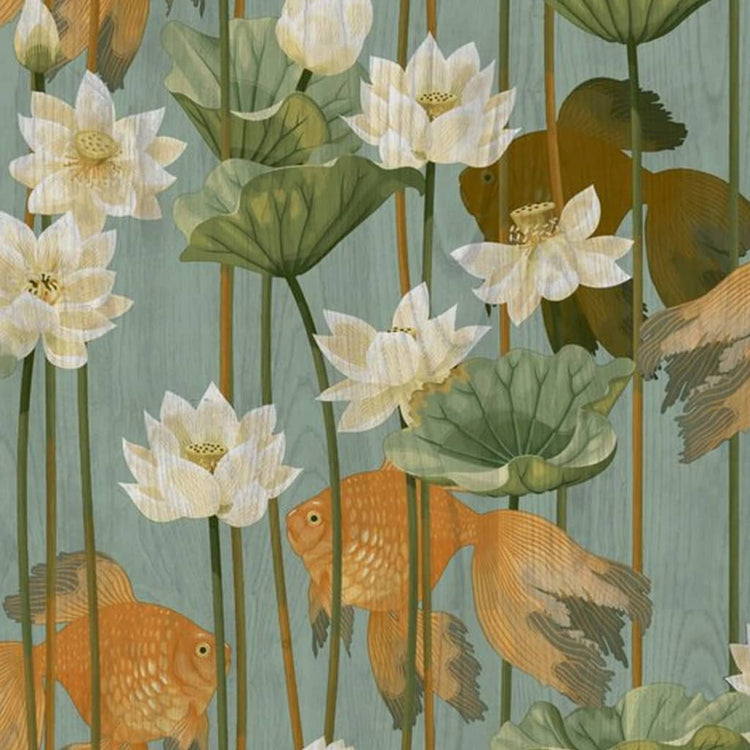 Covergs muraux hollandais Covergs néerlandais papier peint fleur de poisson vert