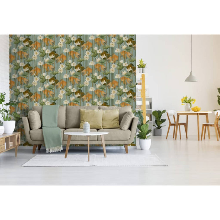 Covergs muraux hollandais Covergs néerlandais papier peint fleur de poisson vert
