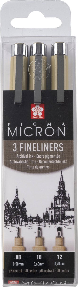 Sakura Pigma Micron Endui 3 Fineliners Black 08-10-12 large