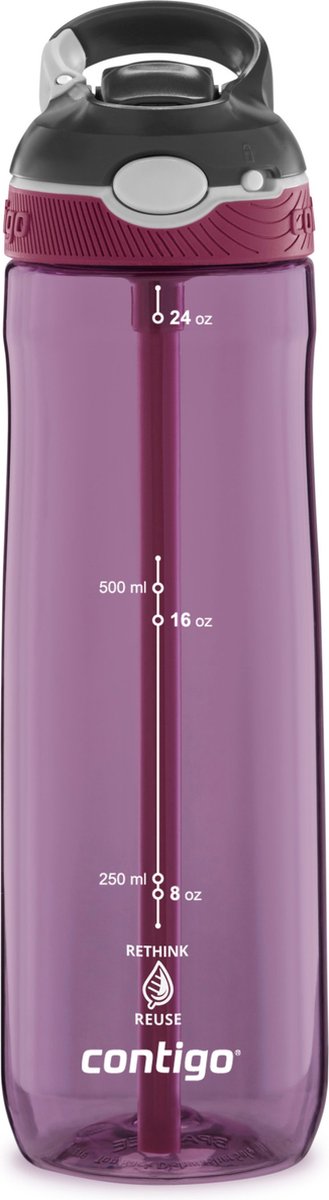 Bouteille d'eau Contigo Ashland à bec automatique avec paille | grande gourde sans BPA de 720 ml | bouteille de sport | gourde étanche | idéal pour l'école, la salle de sport, le vélo, la course, la marche | fruit de la passion