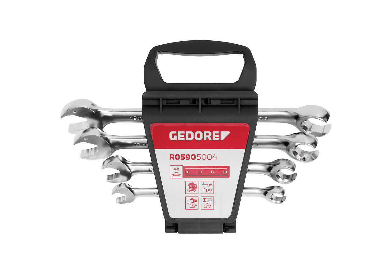 Gedore Red Openring-SteekratelsLeutelSet 10-19 mm Silver 4 pièces