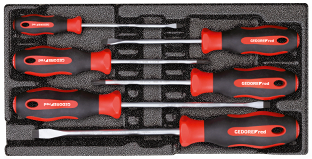 Tournevis GEDORE RED Set Cross Heading (PH) + fente 6 pièces dans le module