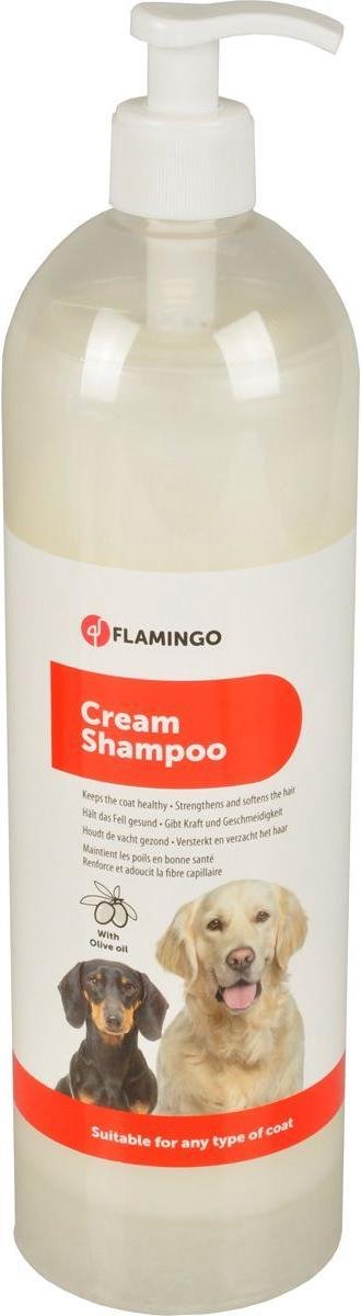 Shampoing pour chien Flamingo à l'huile d'olive - 1l - shampoing crème hydratant pour chaque type de pelage - renforce et adoucit le pelage -