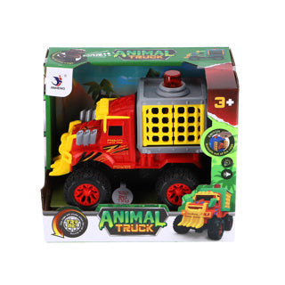 Camion avec dino en cage avec de la lumière et du son 17 cm