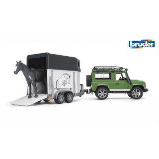 Bruder Land Rover Defender avec remorque à cheval