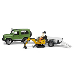 Bruder Bruder Landrover + remorque avec excavatrice