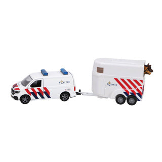 Kids Globe Globe VW Transporter Police avec remorque de cheval