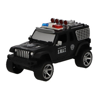 Voiture de police avec lumières et sons, policier, chien policier et accessoires