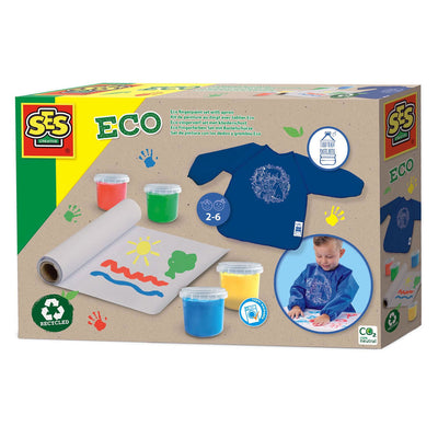 Ses Eco Finger Paint Ensemble avec tablier de sabots
