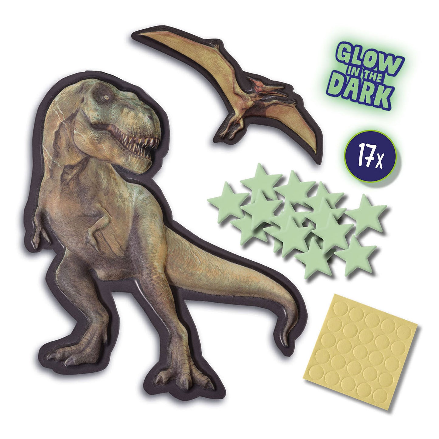Ses méga autocollants muraux mondiaux T-Rex.
