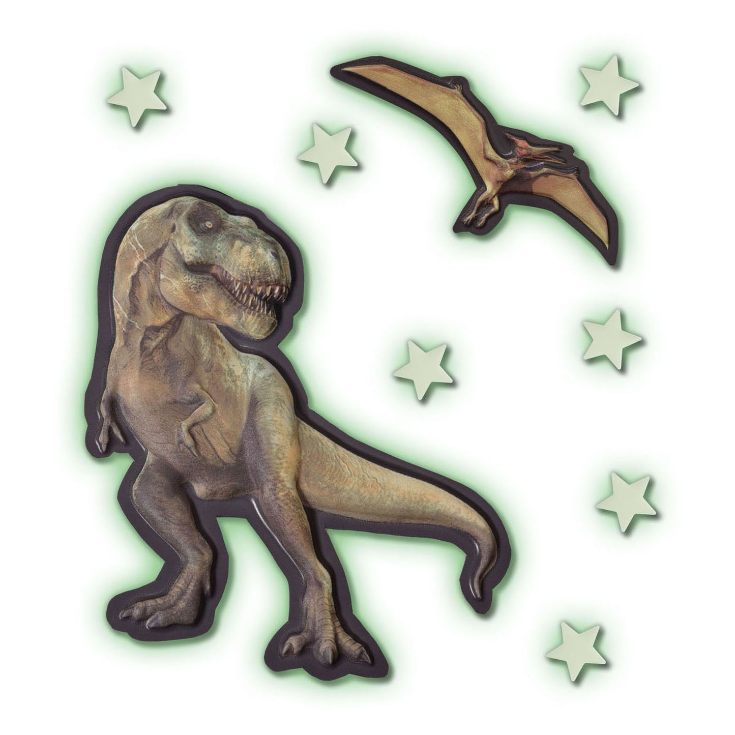 Ses méga autocollants muraux mondiaux T-Rex.