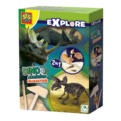 SES Explore et squelette excavé Triceratops 2in1