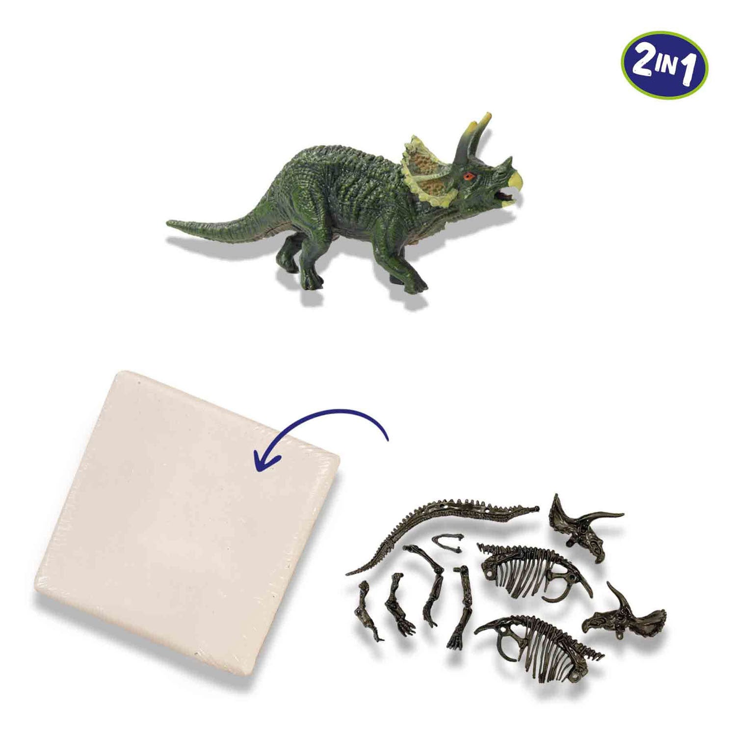 SES Explore et squelette excavé Triceratops 2in1