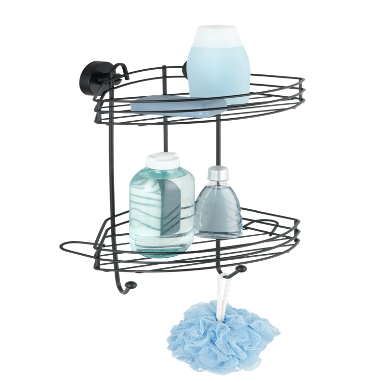 Wenko 1069607 - étagère d'angle sous vide 2 couches noir. | 1 pièce