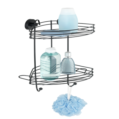 Wenko 1069607 - étagère d'angle sous vide 2 couches noir. | 1 pièce