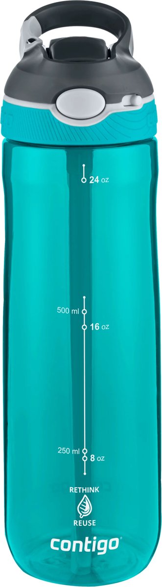 Bouteille d'eau Contigo Ashland à bec automatique avec paille | grande gourde sans BPA de 720 ml | bouteille de sport | gourde étanche | idéal pour l'école, la salle de sport, le vélo, la course, la marche | plongée sous-marine