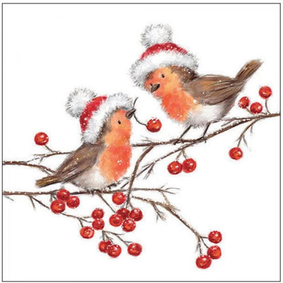 Serviettes Ambiente 33cm merles de Noël