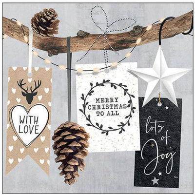 Serviette Ambiente 33cm étiquettes volantes de Noël