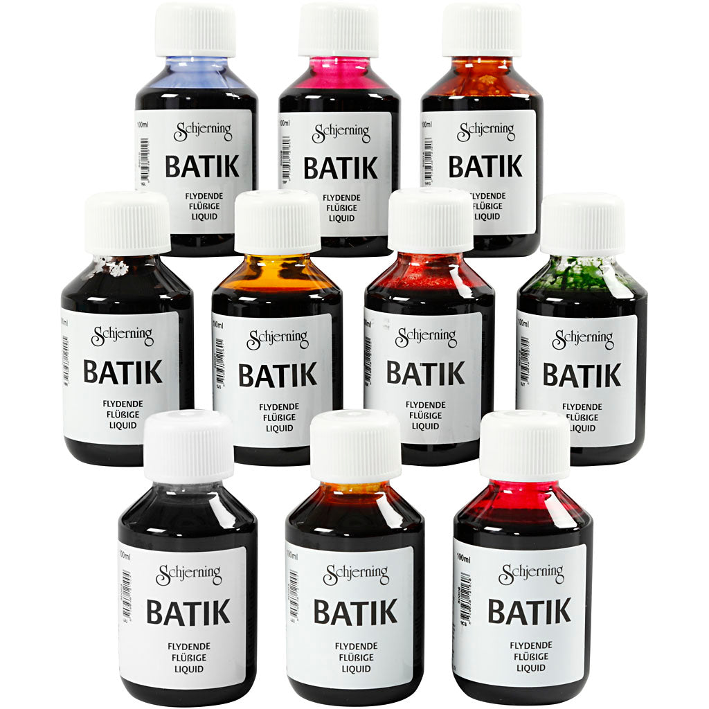 Peinture batik Schjerning, différentes couleurs, 10x100 ml 1 boîte