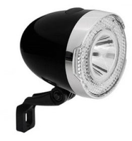 Phare Qt cycle tech led retro noir 15 lux sur batterie sur carte