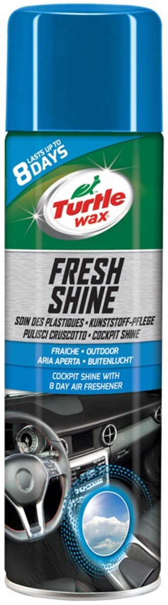 Turtle Wax gl Fresh Shine Outdoor - nettoie et redonne de l'éclat - pour les parties en plastique de l'intérieur - donne un parfum frais - jusqu'à 8 jours - antistatique - 500ml