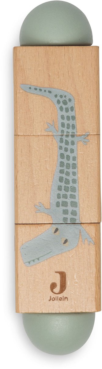 Jollein - puzzle rotatif en bois - jouets en bois - jungle jambo - animaux de la jungle - 100% fsc