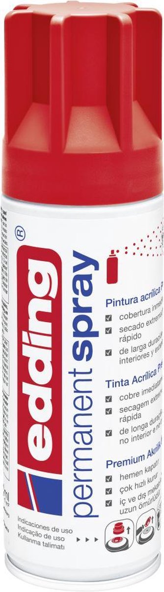 Edding 5200 Peinture acrylique permanente premium en spray rouge signalisation mat ral 3020