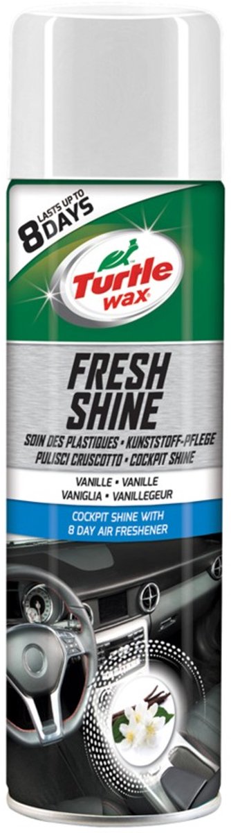 Turtle Wax gl Fresh Shine Vanille - pour toutes les pièces intérieures en plastique - a un effet nettoyant - antistatique - donne de la brillance - avec un délicieux parfum de vanille - 500ml