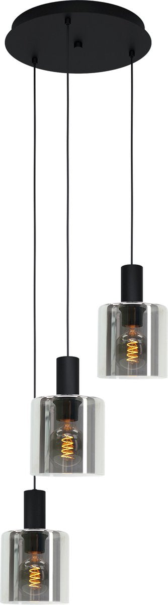 Eglo gorosiba - suspension - e27 - ø 41 cm - verre fumé - noir