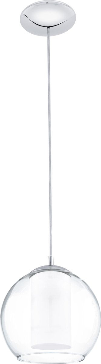 Eglo bolsano - suspension - 1 lumière - ø200mm. - chromé - blanc, transparent