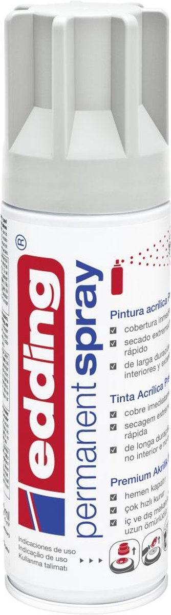 Edding 5200 Peinture acrylique permanente premium en spray gris clair mat RAL 7035