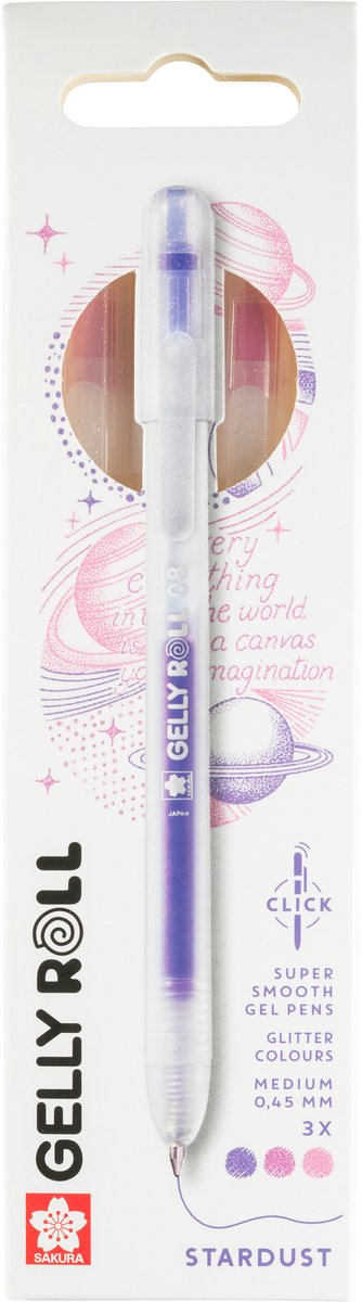 Sakura • ensemble de poussière d'étoile rétractable Gelly Roll rose violet 3 pièces