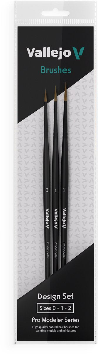 Vallejo hobby brush - valb01991 ensemble de pinceaux design - cheveux naturels - tailles 0 1 et 2 pinceaux