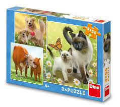Dinotoys Dino Children's Puzzle With Dog Poes and Vows - 3 x 55 pièces