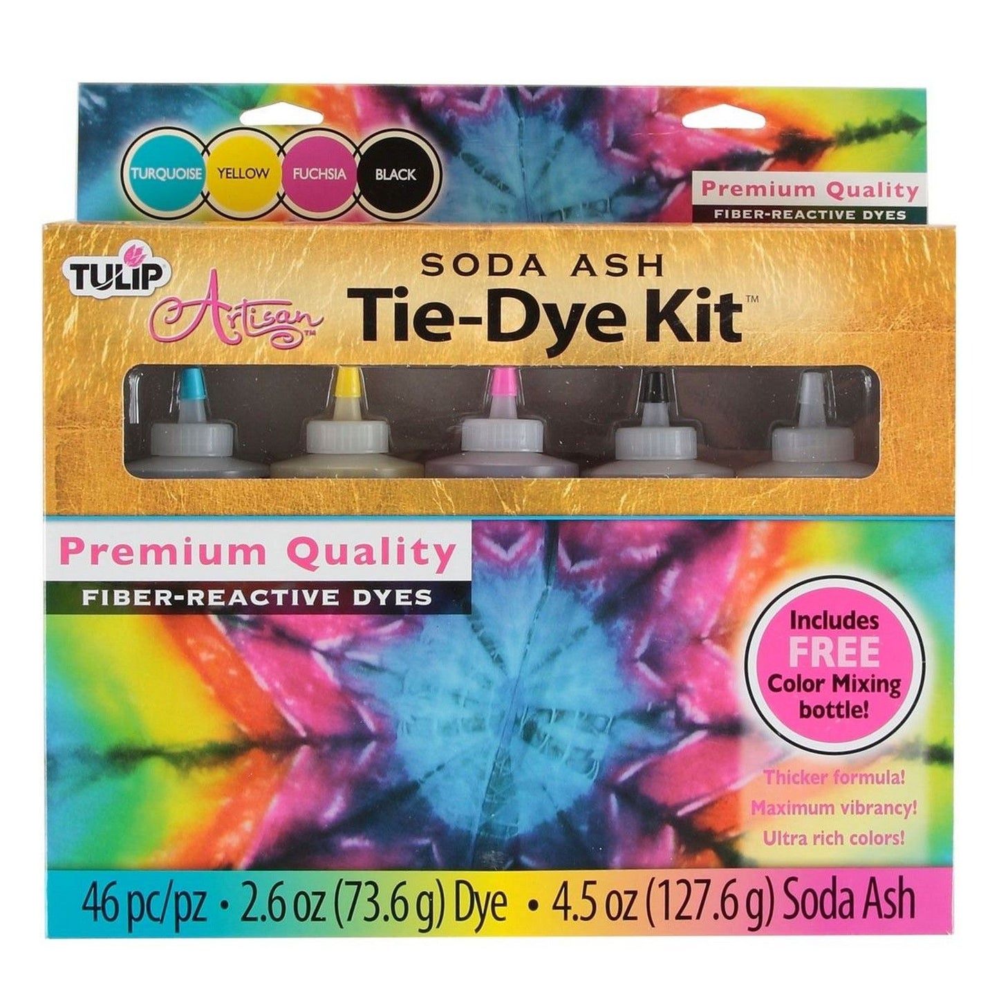 Tulipe tie-dye en une étape tulipe • kit tie-dye au carbonate de sodium 4 couleurs