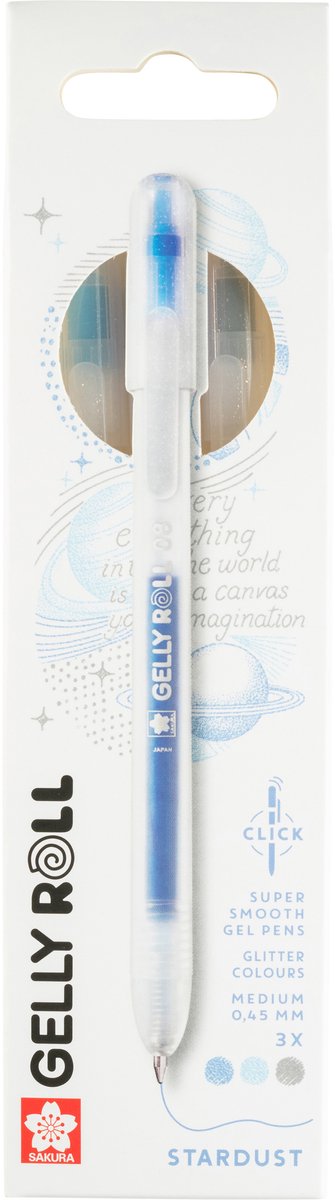 Sakura • ensemble de poussière d'étoile rétractable Gelly Roll bleu ciel argent bleu 3 pièces