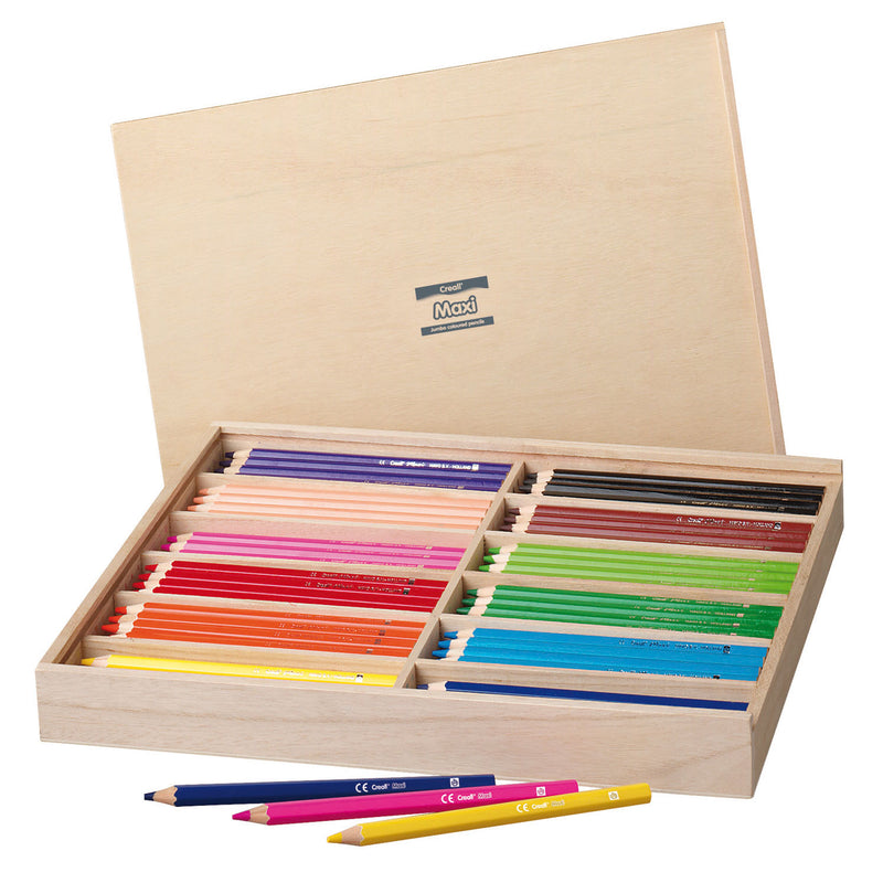 Crayons de couleur Creall maxi dans la boîte de rangement, 147dlg.