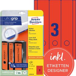 Étiquettes de dos de fichier Avery rouge mat