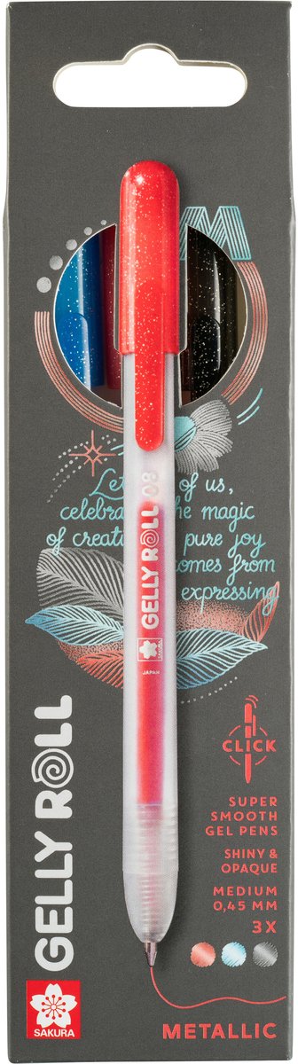 Sakura • ensemble métallique rétractable gelly roll rouge bleu noir 3pcs