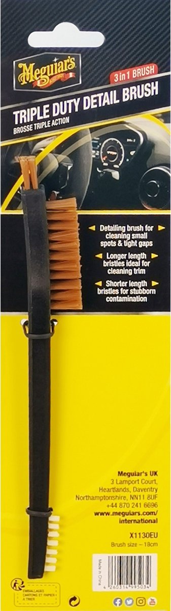 Meguiar's Brosse de détail triple devoir Meguiar's - Brosse de détail pour intérieur extérieur de voiture - Brosse de nettoyage professionnelle