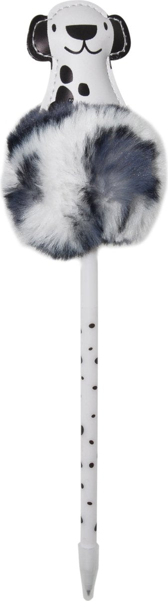 Stylo à bille Kangaro avec tête de chien et fourrure - présentoir 24 pièces - k-pm940091