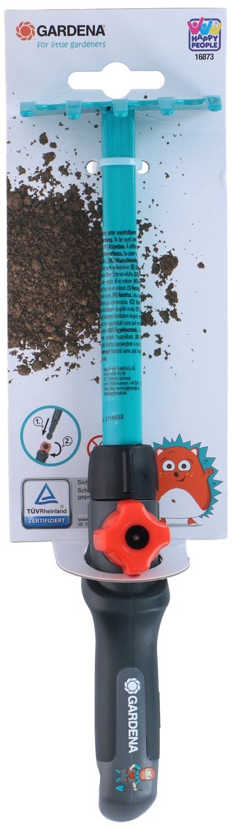 Râteau pour enfants Gardena combisystem - râteau pour enfants avec système de clic et bouton rotatif - râteau à feuilles avec manche pour le jardinage - outils de jardin combisystem