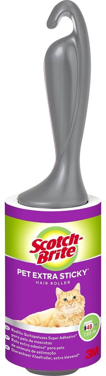 Rouleau adhésif anti-peluches Scotch Brite | adhésif supplémentaire pour poils d'animaux | 48 feuilles