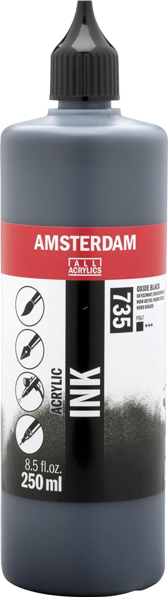 Bouteille d'encre acrylique Amsterdam 250 ml oxydblack 735