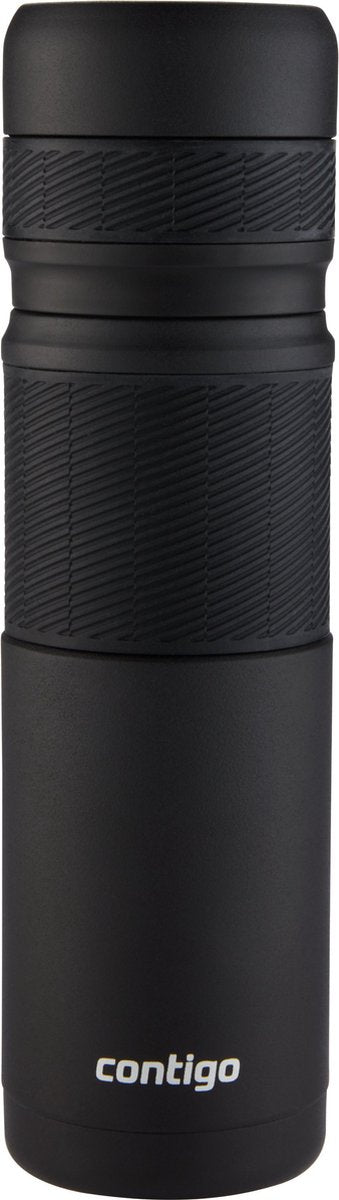 Bouteille thermos Contigo, bouteille isotherme en acier inoxydable avec isolation sous vide à double paroi, pour café, thé et aussi boissons froides, bouchon anti-fuite, lavable au lave-vaisselle, sans BPA, 740 ml | noir mat