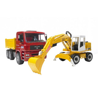 Bruder Man Tga Tipping Truck avec Liebherr Kraan