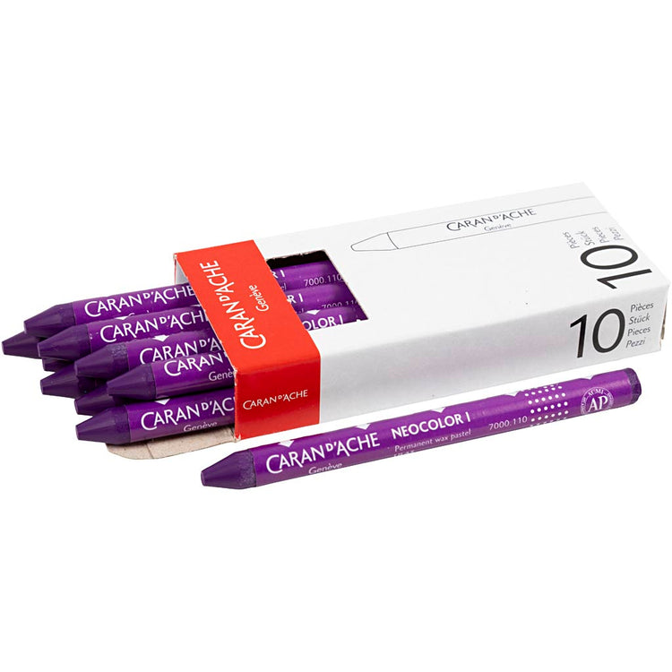 Caran dache caran d'ache neocolor i, l: 10 cm, épaisseur 8,5 mm, lilas (110), 10 pièces 1 boîte